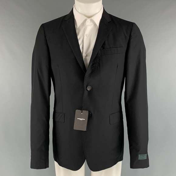 CNC Costume National Other - CoSTUME NATIONAL Black Solid Wool Silk Notch Lapel Sport Coat